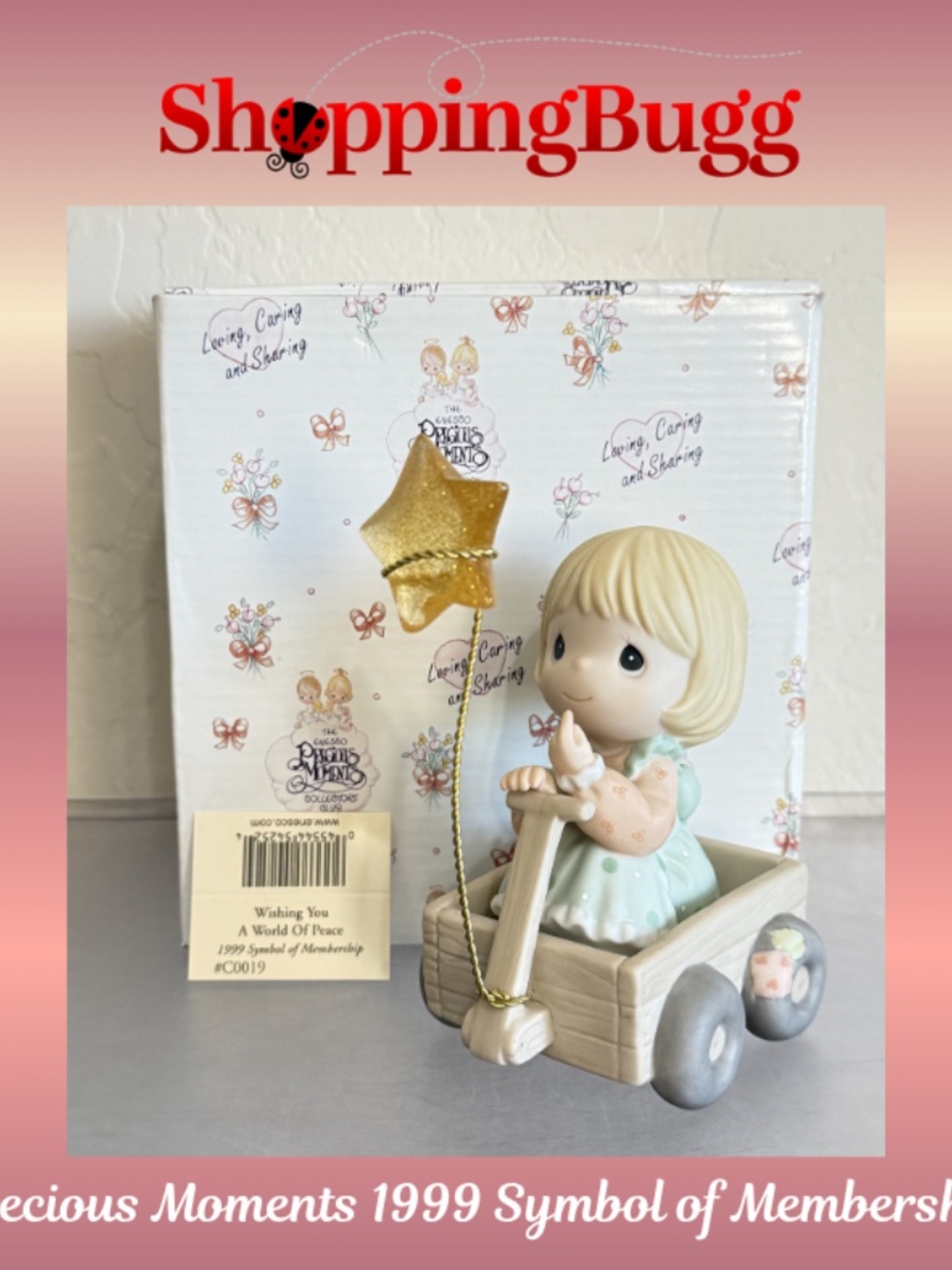 Precious Moments 1999 Symbol Of Membership Wishing You A World Of Peace C0019